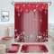 Hadint Wine Red Glitter Shower Curtain Set