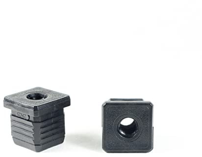 ajile 25x25 mm Aussengrosse Vierkantrohr Lamellenstopfen SCHWARZ mit Gewinde Durchmesser 10 mm (M10) und 1,6-2,0 mm Wanddicke - 4 Stck.