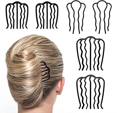 WLLHYF 6 PCS Hair Fork Clip Hair Side Combs U Shaped Messy Updo Bun Hair Pin Teeth Pins Stick Vintage Meatball Hair Styling Tool Accessories for Women Girls