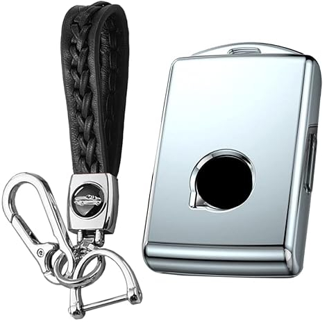 KUNIO Autoschlüssel Hülle Passt für Volvo XC60 XC70 XC90 C30 S60 S80 S90 V60 V70 V90 Schlüsselhülle TPU Schlüsselcase Schlüsselanhänger Schlüsselcover Schlüsselbund A Silber