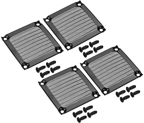 PATIKIL 60mm Fan Filter Grills with Screws, 4 Pack Aluminum Frame Stainless Steel Mesh Dustproof Cover for Computer Case, Black