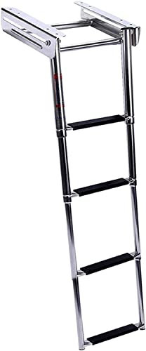 Folding Ladder Ladders,Foldable Platform Slide Mount Boat Boarding Ladder for Pontoon, Yacht, Swimming Pool, Outboard & Boat Dock - Stainless Steel, Load 150Kg (Color : 4-Step)