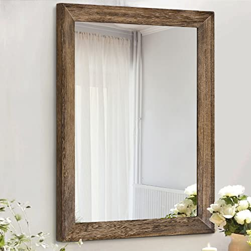 AAZZKANG Specchio da parete rettangolare decorativo in legno rustico, grande, 65 x 45 cm, con cornice, per camera da letto, soggiorno, bagno