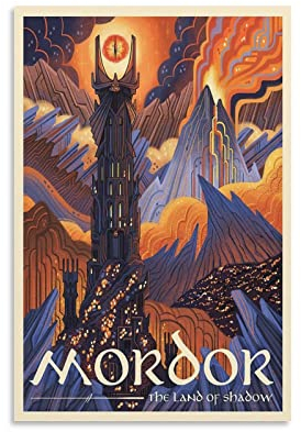 JIANJIE Vintage-Reiseposter Herr der Ringe, Filmposter Mordor, 1 Posterdruck, Kunst, Wandbild, Leinwand, Poster, moderne Schlafzimmerdekoration, 40 x 60 cm