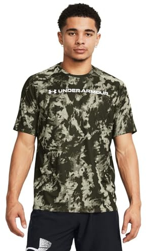 Under Armour Tech ABC Camo für Herren, kurzärmelig, Marine Od Green / White, M