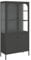 vidaXL Highboard, Sideboard mit 3 verstellbaren Regalböden, Kommode Wohnzimmerschrank mit Glastüren, Schrank Anrichte Beistellschrank, Schwarz Glas Stahl