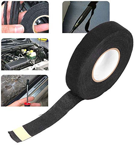Ruban Adhésif en Tissu 15mx19mm Ruban en Tissu Noir, Boîte de Pêche à la Mouche Mince Flanelle Noir Isolation Câblage Harnais Bande pour Voiture Outil Link Line