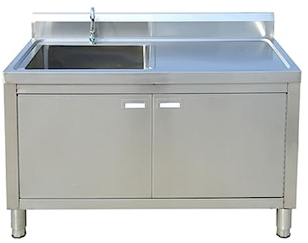 Mueble Para Fregadero Con Fregadero De Acero Integrado, Mueble Para Fregadero Independiente De Acero Inoxidable Para Cocina, Mueble Para Fregadero De Lavandería Con Grifo, Mueble(100cm/40in,右)