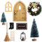 Wichteltür Zubehör Weihnachten Set, Wichteltür Zubehör Set Weihnachten, Weihnachtswichtel Tür Set, Holz Wichtel Tür, mit Miniatur Leiter, Laterne, Stiefel, Kranz, Wichtelbesen, Feentür Set (10pcs)