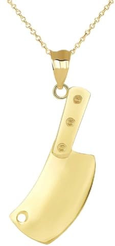 Collana Pendente Mannaia in Oro 9 Carati (Giallo/Rosa/Bianco) (Lunghezza Catena Disponibile 40 cm – 45 cm – 50 cm – 55 cm) 55 cm