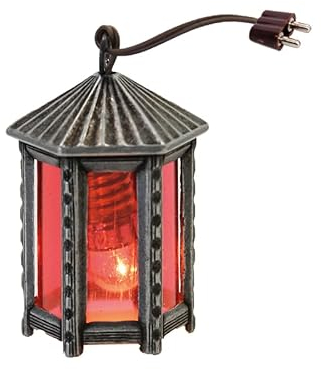 FADEDA Laterne Metall rot, 6-eckig/Höhe:5 cm/handbemalt/detailgetreue Krippen Figuren - Weihnachten Tisch Dekoration Krippe Zubehör