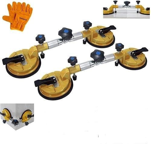 BAUSATZ 2 PCS 6 inch Seamless Seam Setter with Vacuum Suction Cups,90°-270°Joining and Leveling,granite seam setter,Max. 440LB of pulling force,Stone Marble Tile Seam Setter Tools