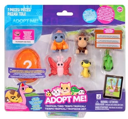 Adopt Me! AME0115-6er Figuren Pack - Tropenzeit, offizielles Figurenset mit Spielcode