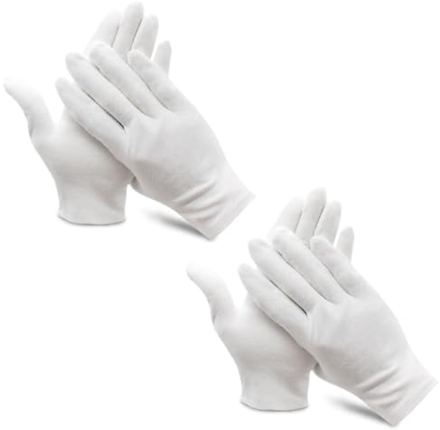 LZKHEH 2 Paar Baumwollhandschuhe, weiß, hautfreundliche Schutzhandschuhe, atmungsaktiv & bequem, ideal für Pflege, Schmuck und Alltag
