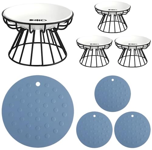 Dorakitten 4Pcs Cat Bowl, Ceramic Raised Cat Food Bowl, Elevated Pet Bowl,Anti Vomiting Cat Feeding Bowl, Non Slip Cat Dish, Protect Pet's Spine Make Cats Feel Comfortable, Dishwasher Safe