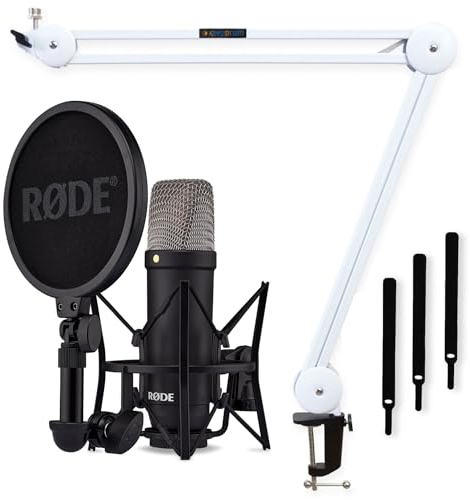 Rode NT1 Signature Serie Black Studio-Mikrofon + keepdrum MS138 Gelenkarm-Stativ Weiss