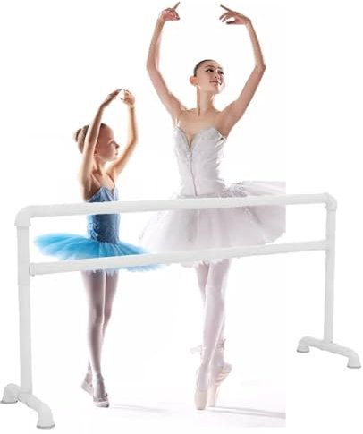 BcoMfy Ballettstange Haushaltsunabhängige Ballettstange aus Stahl, Tanzstöcke für Erwachsene und Kinder, geeignet für Tanzstudios, Schulen, Pilates (Color : White, Size : 2.5M/8.2FT)
