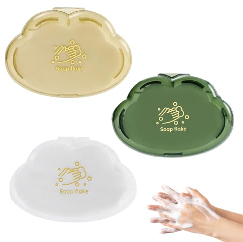 IUDWCG 3 Stück Wolke Modell Seife Blätter mit Fall, Reise-Seife Blätter, 150 Einweg-Seife Blätter, tragbare Behälter für Handwäsche Tasche Reise, Reise-Papier-Seife Portable