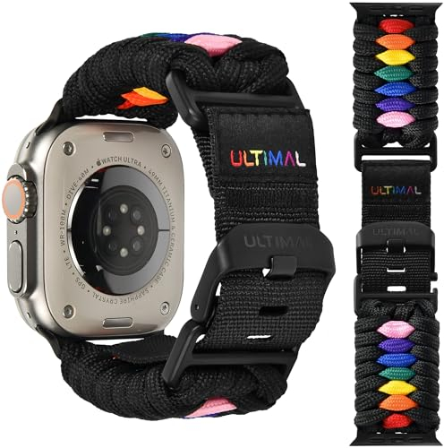 Kompatibel mit Apple Watch 10/9/8/7/6/5/4/SE/SE2, Robuste Survival 550 Paracord Nylon Armband,Verstellbare Schnalle für iWtach Armband für 49mm/46mm/45mm/44mm(Buntes)