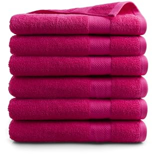 DoubleDry Große Handtücher Set 6-70 X 140cm, Flauschige Badehandtücher, Duschhandtücher aus 100% Baumwolle (Oeko-TEX MIG Certified)- 500 g/m², Große Handtücher für Bad und Dusche - Rosa