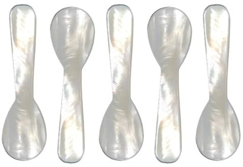 5er-Set Tisch-Suppenlöffel Kaffeelöffel Perlmutt-Kaviarlöffel Eislöffel Eierlöffel Fluss-Perlmutt kleiner Dessertlöffel für Kaviar-Kaffeesuppe
