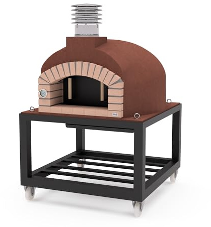 MOVELAR - Holzofen für den Außenbereich, Modell OLYMPUS MONS (Burdeos - 110 x 110 x 159 cm) – isoliert mit Kork & 3 Keramikmatten, traditioneller Backofen für Outdoor-Küchen