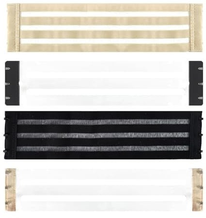 ZYFC Pack of 4 Women’s Bra Extender, 3 Rows x 3 Hooks Elastic Extensions Bra Strap Extender Set, Soft and Comfortable Bra Extension Strap, Women Bra Strap Extensions, Skin, Black, Transparent