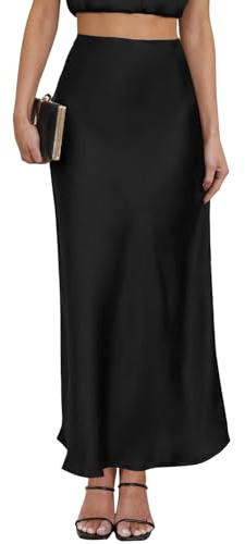 TEDDIFY Satin Maxi Skirt High Waisted Silk Leopard Long Skirts for Women