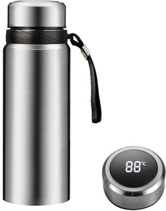Botellas de agua inteligentes de 60 onzas con pantalla digital de temperatura, infusor de café, té, taza térmica LED, doble pared, aislada al vacío, termo de acero inoxidable, a prueba de fugas, taza