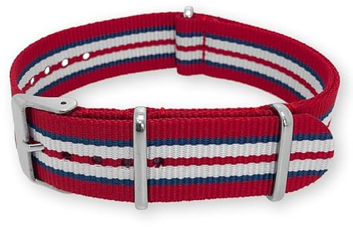 Natos.com - Rot Blau Weiss NATO Uhrenarmband G10 Military Nylon Strap - 18 mm