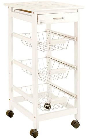 San Ignacio Verdulero Madera Metal 3 Pisos Blanco colección Kinvara