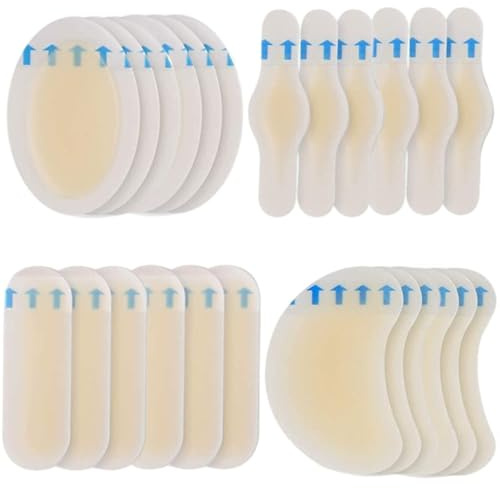 FUZVOL 24 Stück Blasenpflaster für Füße, Blasenkissen, Fußschmerzprävention, Hautschutz, unsichtbar, transparent, Gel, Hydrokolloid, Blasenschutz, Schutz für Fersenaufkleber, Fußzehen, Vorfuß (4