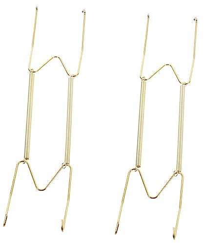 PAMINGONO 2st Unsichtbarer Federhaken Zum Aufhängen Schwerlast-kleiderständer Teller-display-aufhänger Platte Dekorative Telleraufhänger Für Die Wand Tellerhalter Golden Kupferlegierung