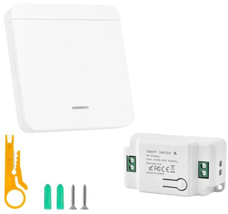 BouGPeng Interruttore Senza Fili della Luce Interruttore Intelligente Wireless RF 433MHz Interruttore di Sicurezza Trasmettitore RF e Controller Ricevitore 10A 240V per Lampada da Interni ed Esterni