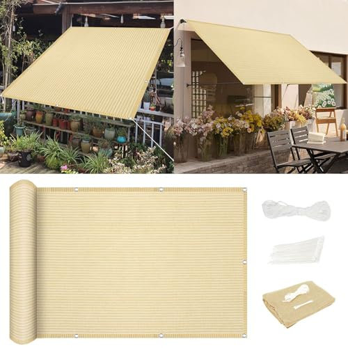 Voile d'ombrage rectangulaire respirant pour pergola, serre, pelouse, piscine, crème, avec œillets et corde gratuite - 550 x 700 cm