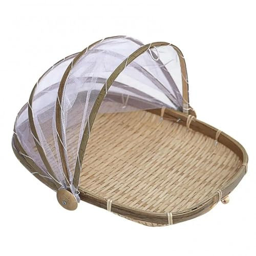 HONJWBV Bamboo Woven Storage Basket Cover Tent Food Fruit Net