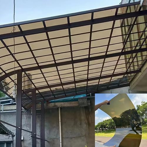 Polycarbonate Panel Greenhouse Roofing Sheets,1mm Clear Acrylic Plastic Sheet,Roof Cladding,Strong And Not Easily Deformed,UV Protection Rainproof Outdoor Awning Covers,Glass Replacement(Brown,4x 6.6f