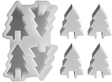Silikonformen Gießformen Weihnachten Kerzenformen zum Gießen, 4 Stück Mini Silikonform Weihnachten Weihnachtsbaum Gips Zum Gießen Gießformen Silikon Gießform Weihnachten Baum Giessformen Silikon