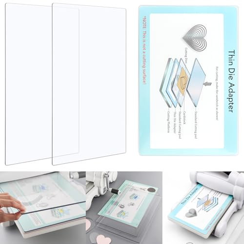 2 Pcs Standard Cutting Pads and 1 Pcs Thin Die Adapter for Die Cutting Machine, PC Plastic Standard Adapter Pad for Metal Cutting Dies Machine DIY Scrapbooking Paper Crafting Plastic Cutting Plates