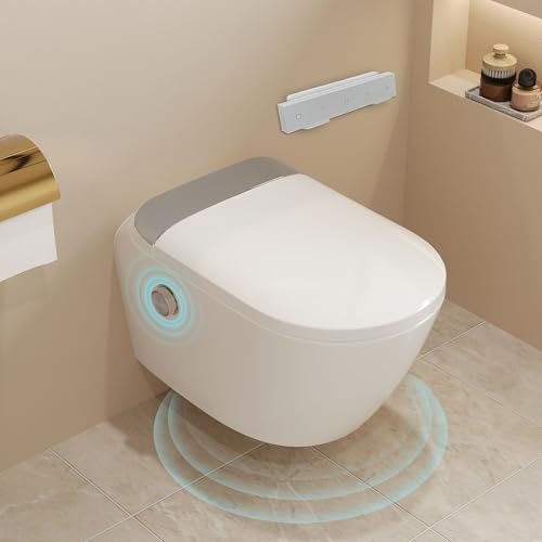 Smart Toilet with Cistern, DeerValley Wall Hung Smart Bidet Toilet for Bathrooms, Adjustable One Piece Floating Toilet Bowl with Heated Seat, Auto Flushing, Foot Sensor Operation