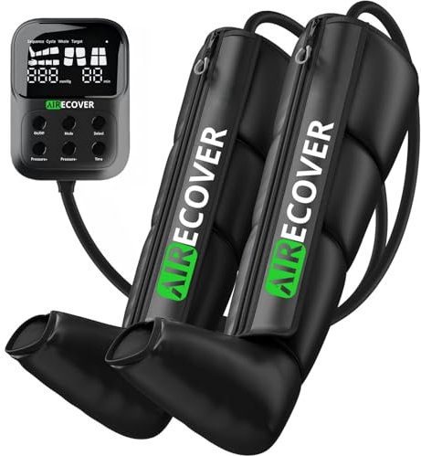 Airecover Bottes de Pressothérapie sans Fil, Masseur de Jambes pour Drainage Lymphatique, Soulagement de la Douleur, Amélioration de la Circulation Sanguine, Batterie 4 Heures (M)