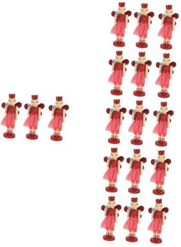 Ciieeo 6 Sätze Nussknacker Engel Verdreifachen Herstellung Gold Weihnachtsdeko Weinachtsgeschenke Walnusspuppenhandwerk Nussknacker Cartoon Marionette Ornament Holz Rot 3 Stück * 6