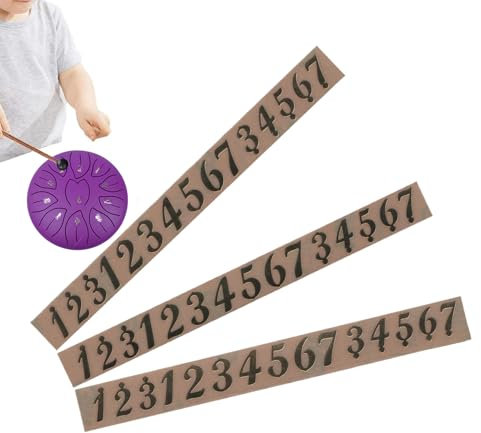 Ethereal Drum Stickers, Steel Tongue Drum Labels, 4.65x0.55in Large Font Pvc Decals, Quick Note Identification, Strong Adhesive Markers for Replacement Accessory Set