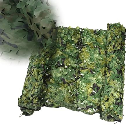 WZDXFNLD Filet de Camouflage renforce Voile d'ombrage Vert, Resistant l'eau, Interieur/Exterieur, Treillis de Camouflage Protection Solaire pour la Decoration Paysage Camping en Plein air(5m x 8m)