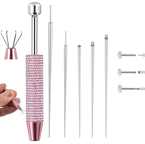 AstraGlam Set de 6 pinces à piercing, outil pour billes de piercing, accessoires pour ouvrir et changer le piercing, accessoires pour l'oreille et le nez (Rose)