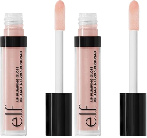 e.l.f. e.l.f, Lip Plumping Gloss, Hydrating, Nourishing, Invigorating, High-Shine, Plumps, Volumizes, Cools, Soothes, Pink Cosmo, Shimmer, 0.09 Oz (Pack of 2)