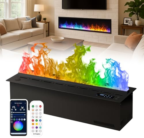 Chimenea De Vapor De Agua, Chimenea De Vapor Empotrada con Aplicación Y Control Remoto, con Llama De 9 Colores Y Conexión Directa Al Agua, Chimeneas Eléctricas con Ajuste De Llama 50cm/19.6in