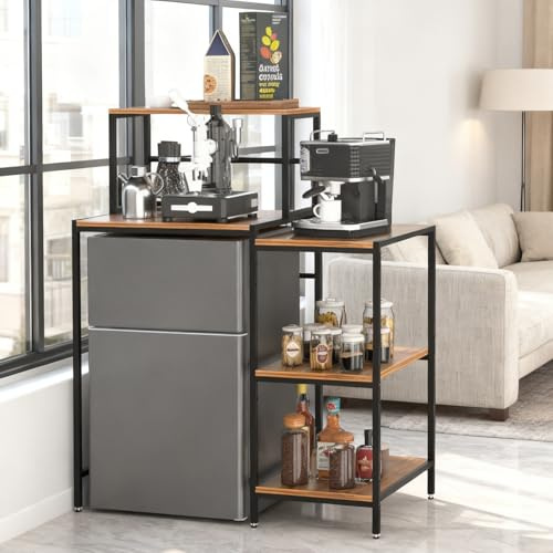 FAHKNS Mini soporte para nevera de 3 niveles con estantes de almacenamiento, estantes de almacenamiento ajustables para nevera y microondas que ahorran espacio, adecuado para dormitorio, cocina