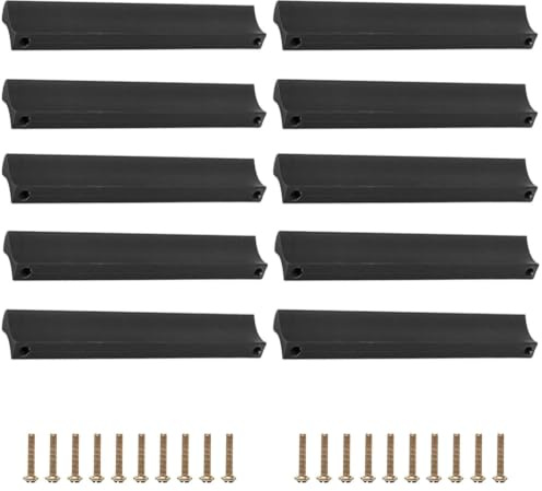 Xiciki 10 Stück Möbelgriffe Schwarz, 64mm Lochabstand Aluminium Bar Griffe mit Schrauben, für Küchenschränke, Schubladen und Schranktüren