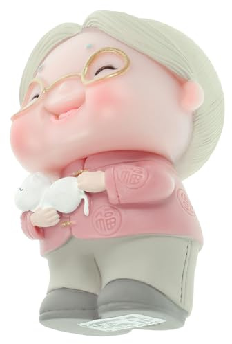 COHEALI Decorazione Torta Anziana Donna Realistica in Vinile Rosa, Statuina Leggera per Cupcake e Gelato, Topper Stabile per Festa di Compleanno e Decorazioni Dolci